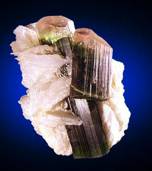 Mineral Specimens: Elbaite Tourmaline in cleavlandite matrix from Stak Nala, Skardu Road, Gilgit Division, Pakistan