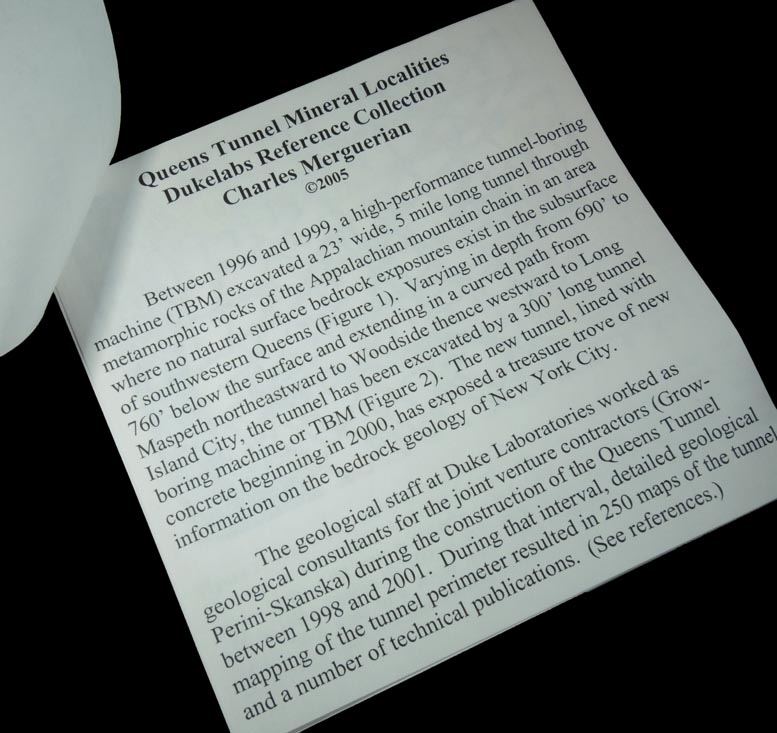 Detail view of mineral Set of nine minerals from the fault zones of NYC Water Tunnel No. 3 for sale from Queens Tunnel excavation, Queens, Woodside, Queens, New York City, Queens County, New York
