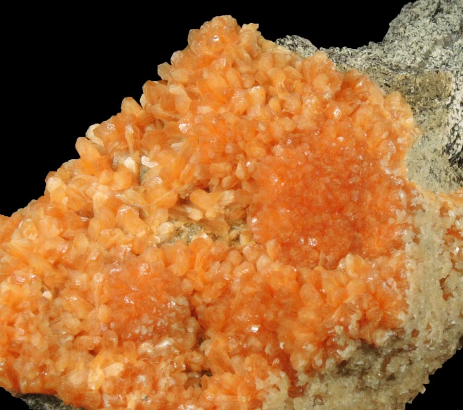 Detail view of mineral Stilbite-Ca and Calcite for sale from Water Tunnel No.3 under Manhattan Island, New York City, New York County, New York