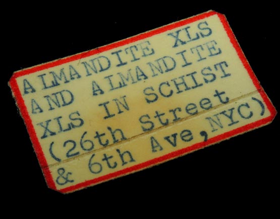 Detail view of mineral Almandine Garnet for sale from 26th Street at Sixth Avenue Subway Excavation, Manhattan Island, New York City, New York County, New York
