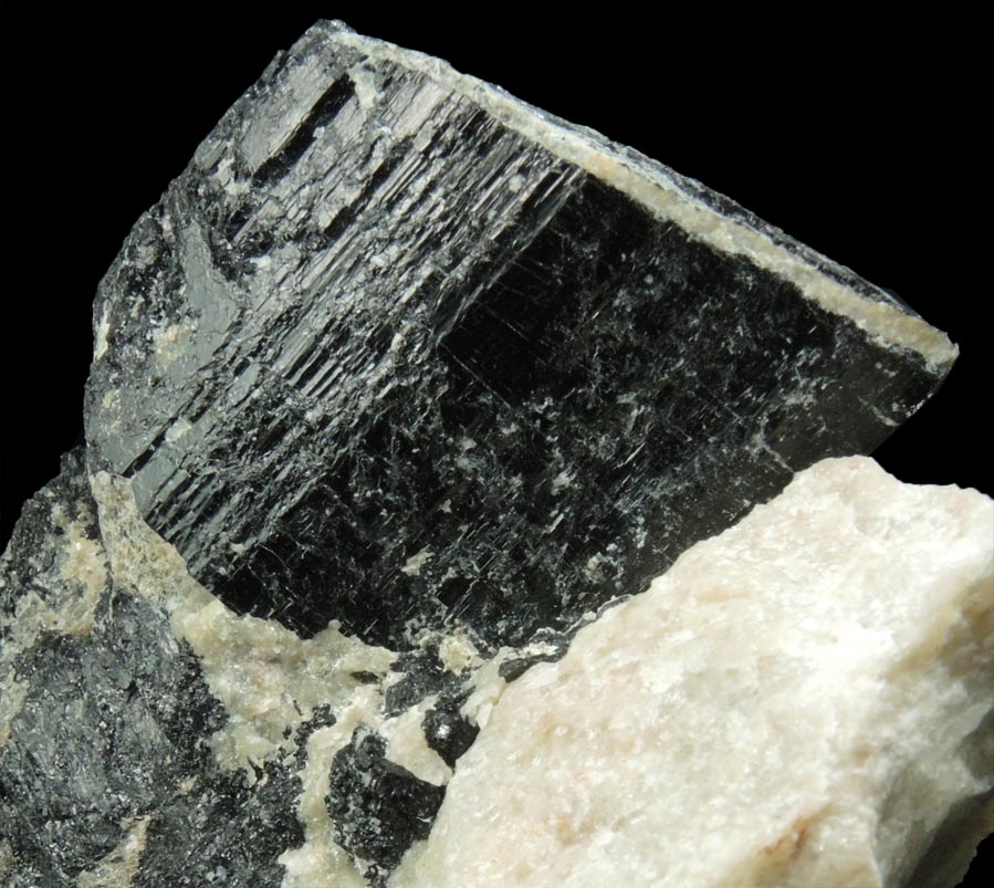 Detail view of mineral Schorl Tourmaline for sale from Harlem Meer, in the northeast corner of Central Park, New York City, New York County, New York