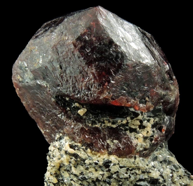 Detail view of mineral Almandine Garnet for sale from 26th Street at Sixth Avenue Subway Excavation, Manhattan Island, New York City, New York County, New York