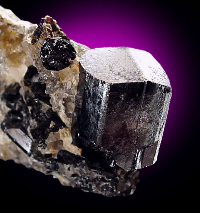 Mineral Specimens: Schorl, doubly terminated, in Albite from Harvard Quarry, Greenwood, Maine