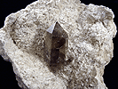 Mineral specimen: Quartz var. Smoky on Cleavlandite from Peter's Pocket, N. Moat Mt., Bartlett, New Hampshire.